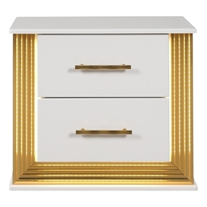 Obsession Contemporary Style 2-Drawer Nightstand Made with Wood in Gold Finish