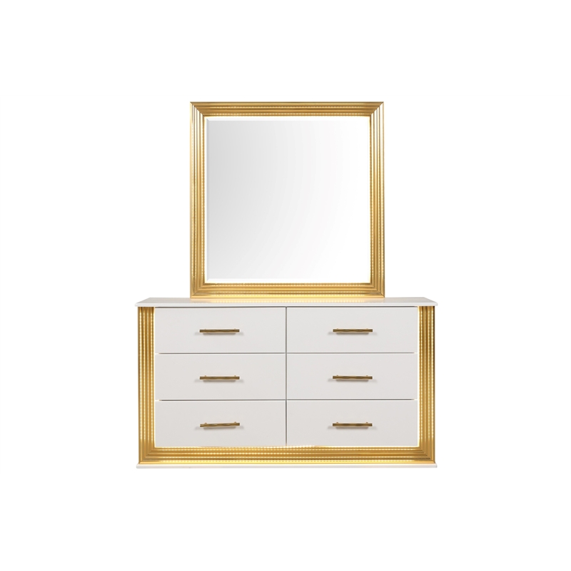 Obsession Contemporary Style Mirror Made with Wood in Gold Finish