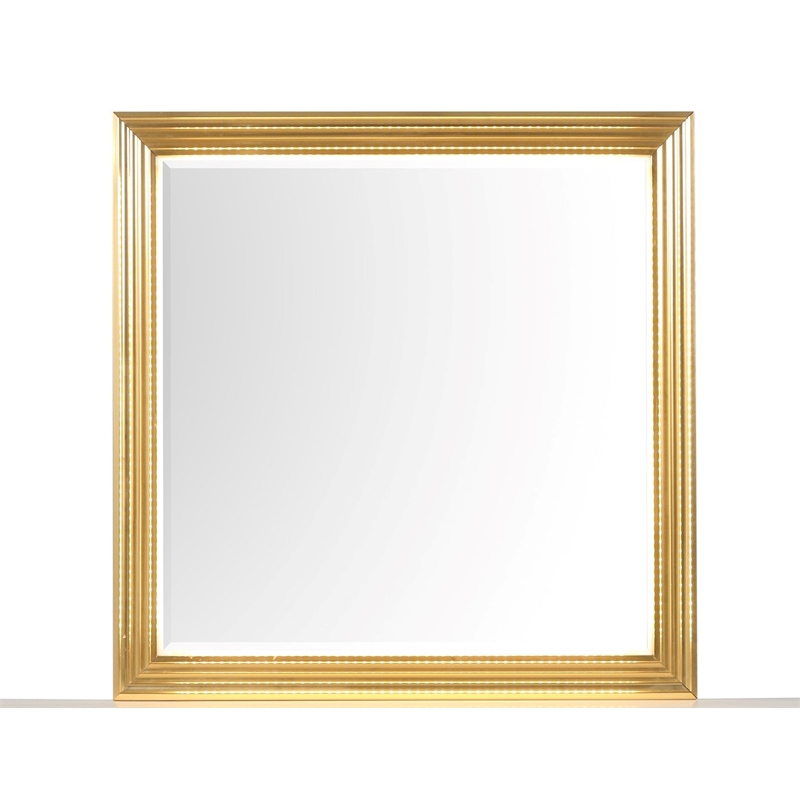 Obsession Contemporary Style Mirror Made with Wood in Gold Finish