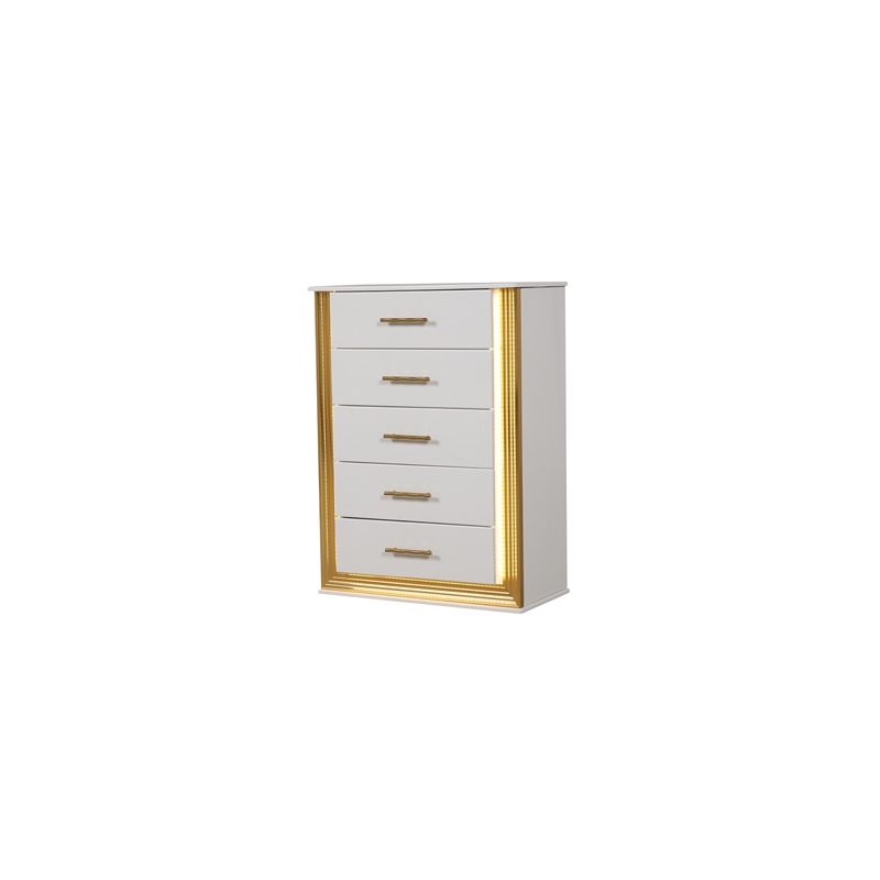 Obsession Contemporary Style 5-Drawer Chest Made with Wood in Gold Finish