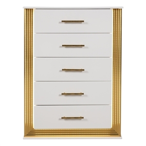 Obsession Contemporary Style 5-Drawer Chest Made with Wood in Gold Finish