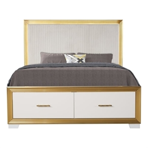Obsession Contemporary Style Queen Tufted Bed Made with Wood in Gold Finish