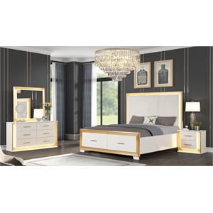 Obsession Contemporary Style 4PC Queen Bedroom Set Made with Wood in Gold Finish