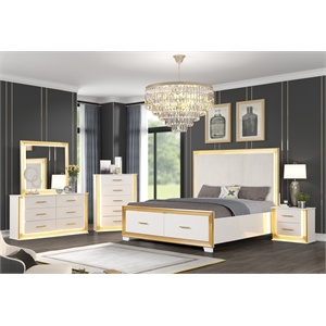 Obsession Contemporary Style Queen 5PC Bedroom Set Made with Wood in Gold Finish