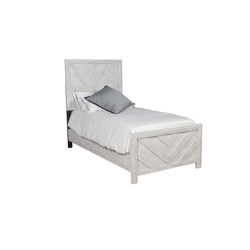 Denver Modern Style Twin Bed Made with Wood in Gray