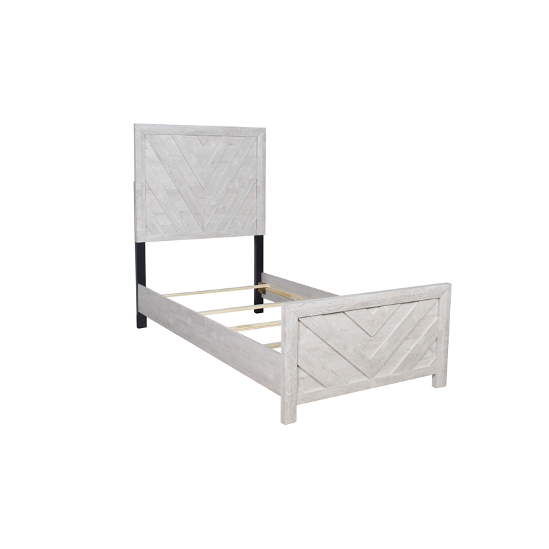 Denver Modern Style Twin Bed Made with Wood in Gray