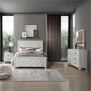 Denver Twin 4PC Modern Style Bedroom Set Made with Wood in Rustic Natural