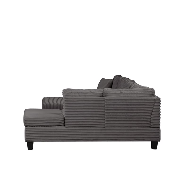 Cozy Modern Style Recliner Sectional Sofa Made With Wood in Gray