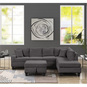 Cozy Modern Style Recliner Sectional Sofa Made With Wood in Gray