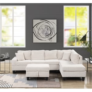 Cozy Modern Style Recliner Sectional Sofa Made With Wood in Cream