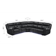 Aviator Modern Style Recliner Sectional Sofa made with Wood in Black