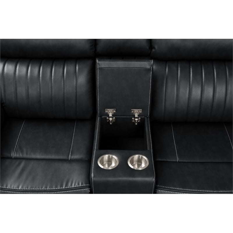 Aviator Modern Style Recliner Sectional Sofa made with Wood in Black