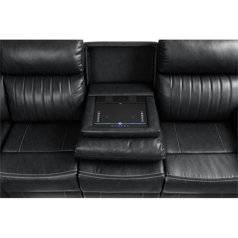 Aviator Modern Style Recliner Sectional Sofa made with Wood in Black