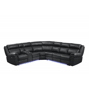 Aviator Modern Style Recliner Sectional Sofa made with Wood in Black