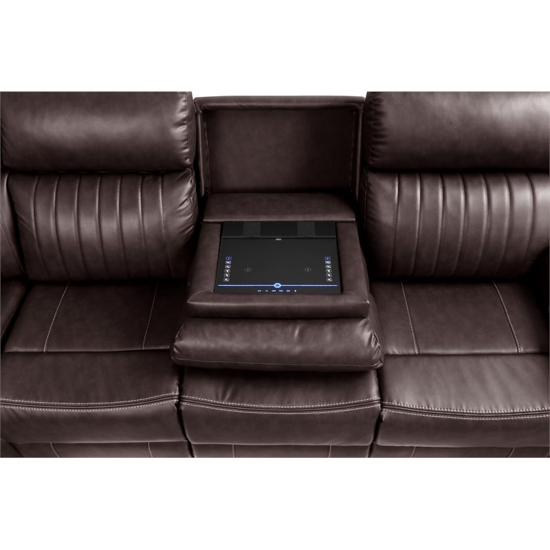 Aviator Modern Style Recliner Sectional Sofa made with Wood in Brown