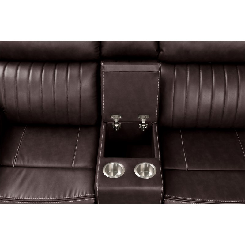 Aviator Modern Style Recliner Sectional Sofa made with Wood in Brown