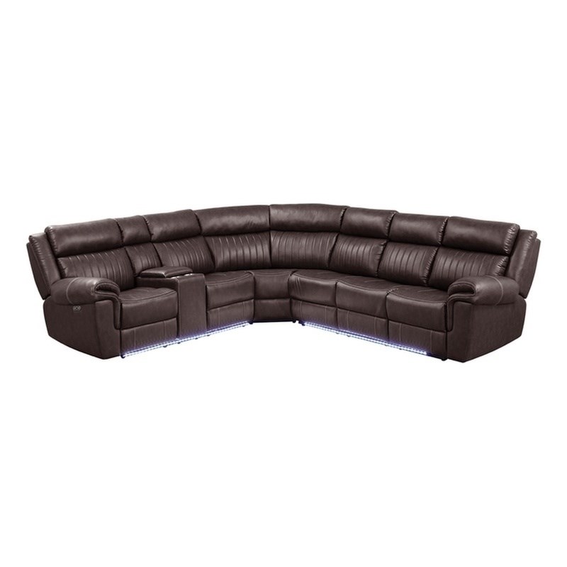 Aviator Modern Style Recliner Sectional Sofa made with Wood in Brown