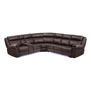 Aviator Modern Style Recliner Sectional Sofa made with Wood in Brown