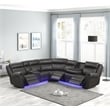 Aviator Modern Style Recliner Sectional Sofa made with Wood in Gray