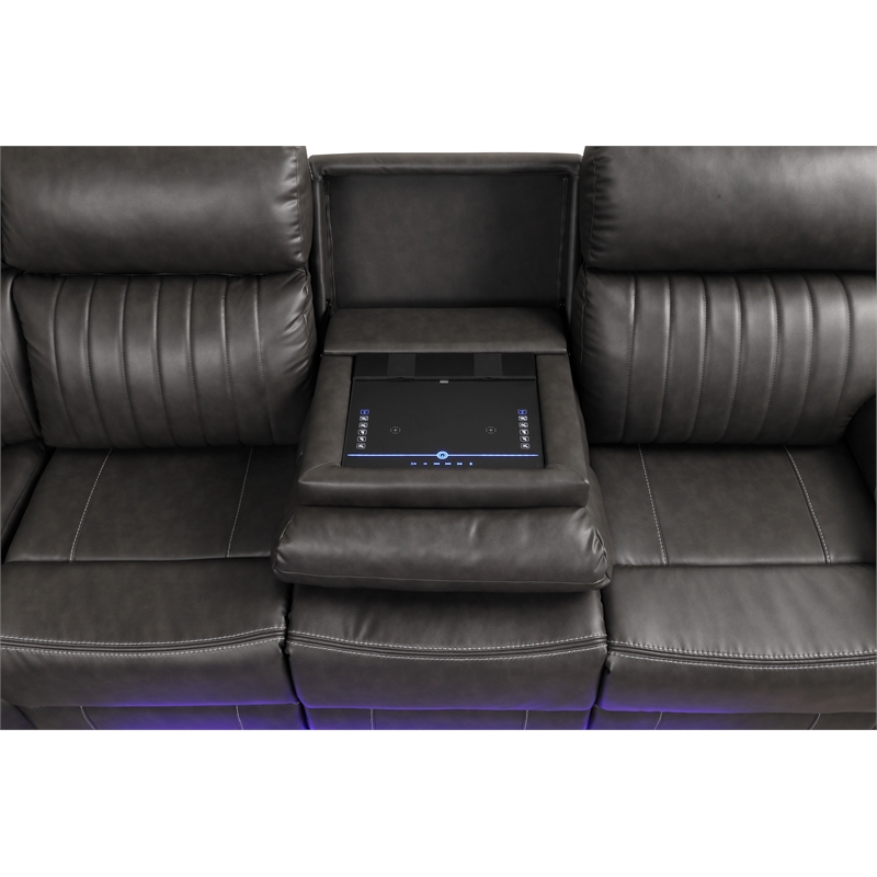 Aviator Modern Style Recliner Sectional Sofa made with Wood in Gray