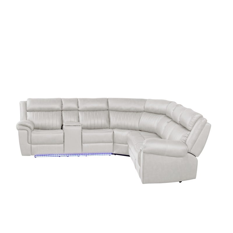 Aviator Modern Style Recliner Sectional Sofa made with Wood in Beige