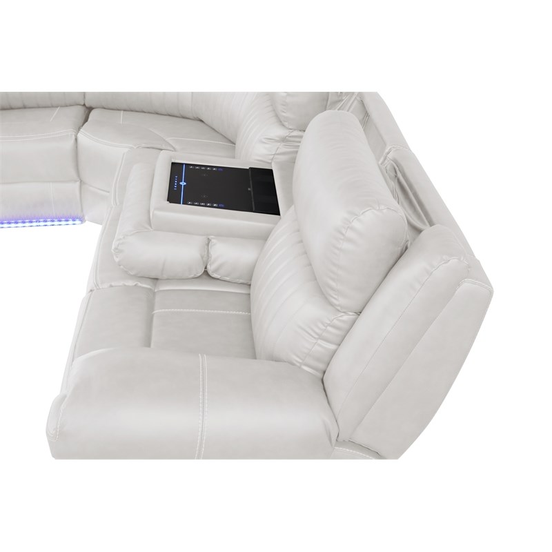 Aviator Modern Style Recliner Sectional Sofa made with Wood in Beige