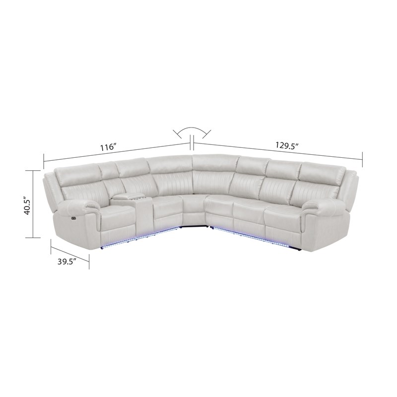 Aviator Modern Style Recliner Sectional Sofa made with Wood in Beige