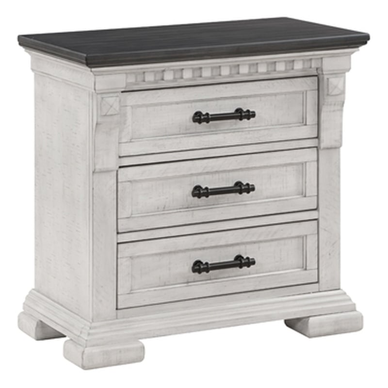 Faith Wood 3-Drawers Bedroom Nightstand in Antique White