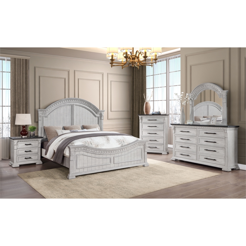 Faith Wood 3-Drawers Bedroom Nightstand in Antique White