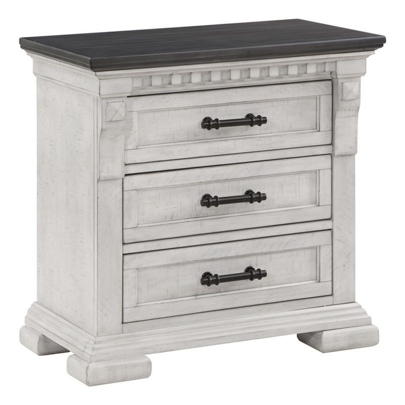 Faith Wood 3-Drawers Bedroom Nightstand in Antique White