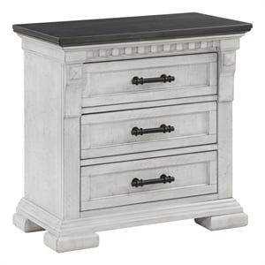 Galaxy Home Faith Wood 3-Drawers Bedroom Nightstand in Antique White