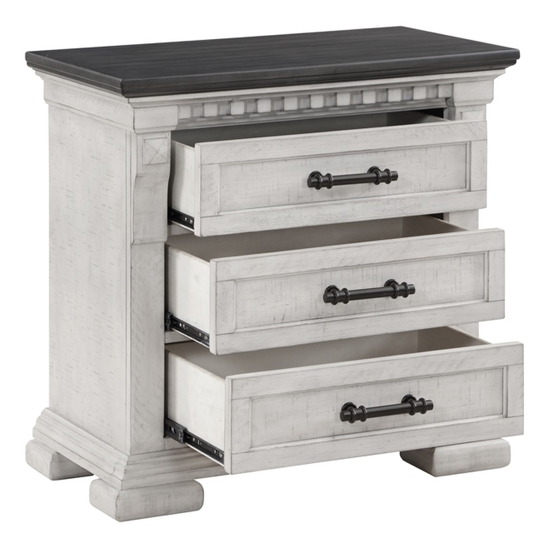 Faith Wood 3-Drawers Bedroom Nightstand in Antique White