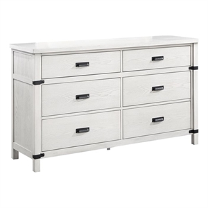loretta modern style 6-drawer dresser made with wood in antique white