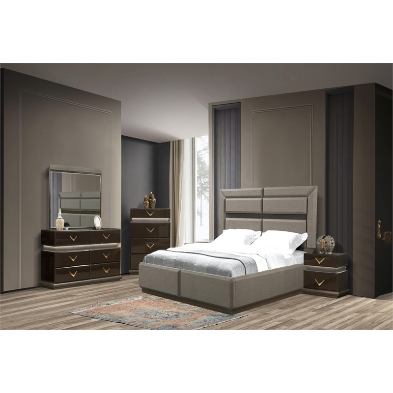 Galaxy Home Solid Wood Queen Platform Bed in Brown