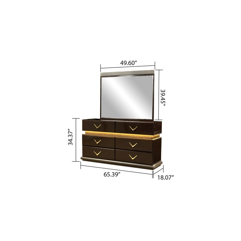 5-Piece Solid Wood Queen Bedroom Set in Brown