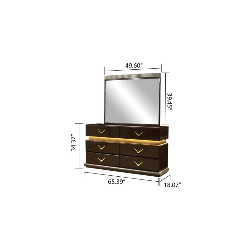 5-Piece Solid Wood King Bedroom Set in Brown