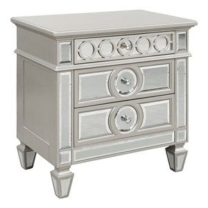 Symphony Mirror Front 2-Drawers Bedroom Nightstand in Silver
