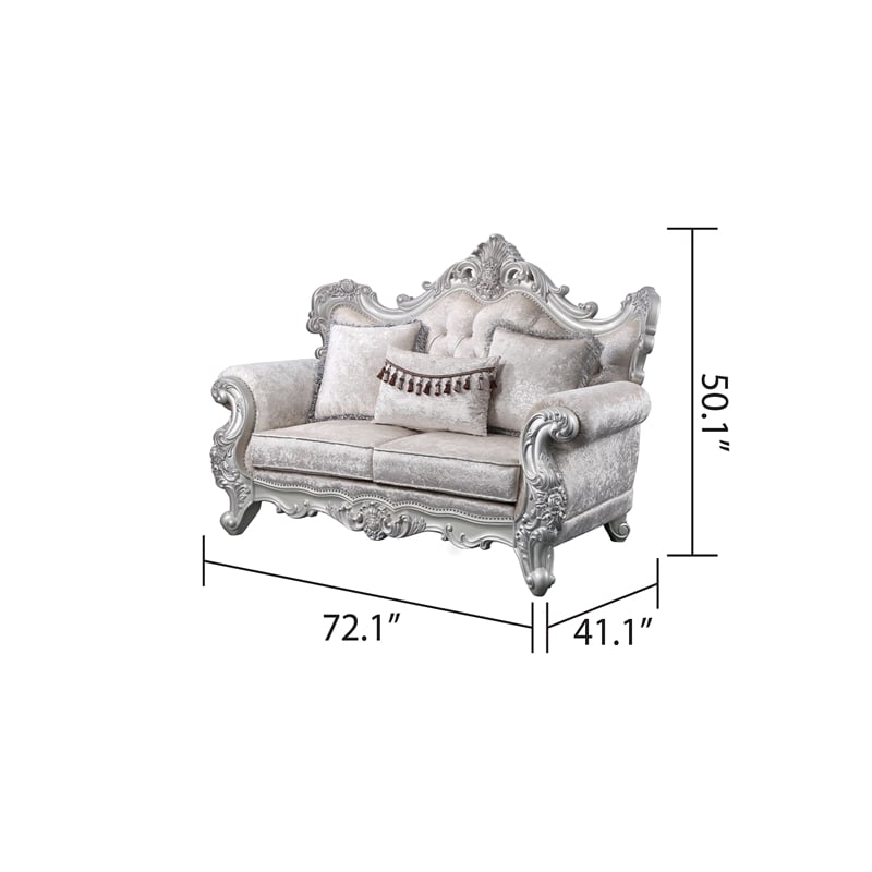Melrose Traditional Style 5PC Living Room Set Made with Wood in Silver