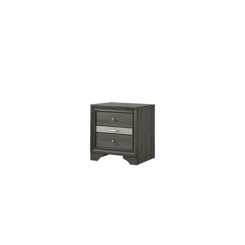 Matrix Traditional Style Full 5 PC Storage Bedroom Set made with Wood in Gray