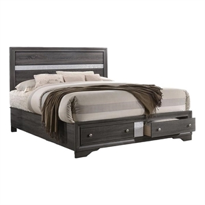 Matrix Traditional Style Full Size Storage Bed made with Wood in Gray