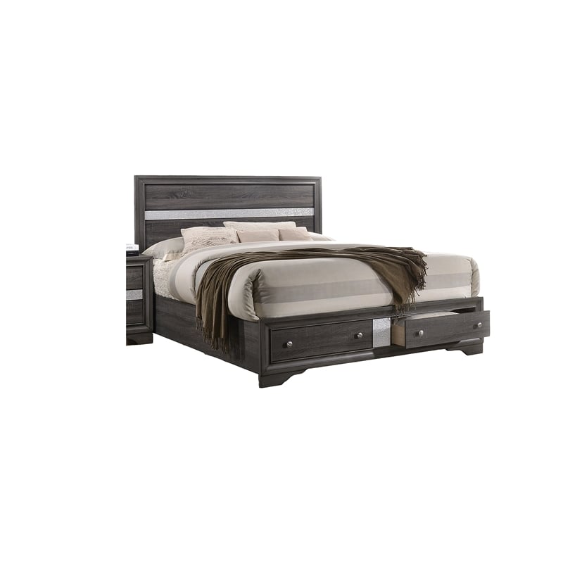 Matrix Traditional Style Full Size Storage Bed made with Wood in Gray