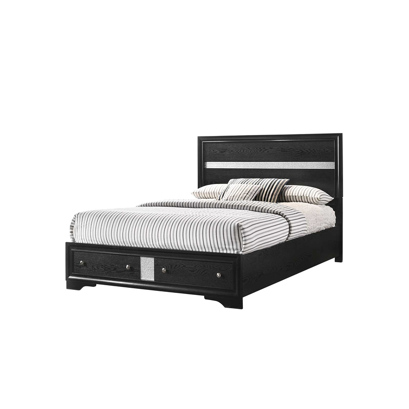 Matrix Traditional Style Full Size Storage Bed made with Wood in Black