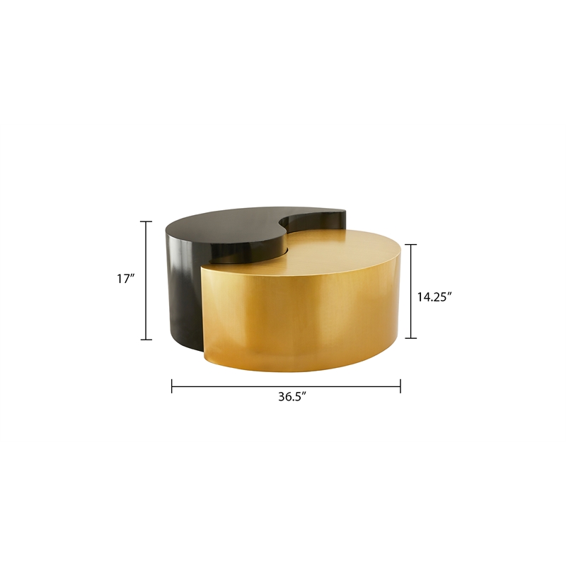 Ying Yang Modern Iron Sheet Frame Round Coffee Table in Black and Gold