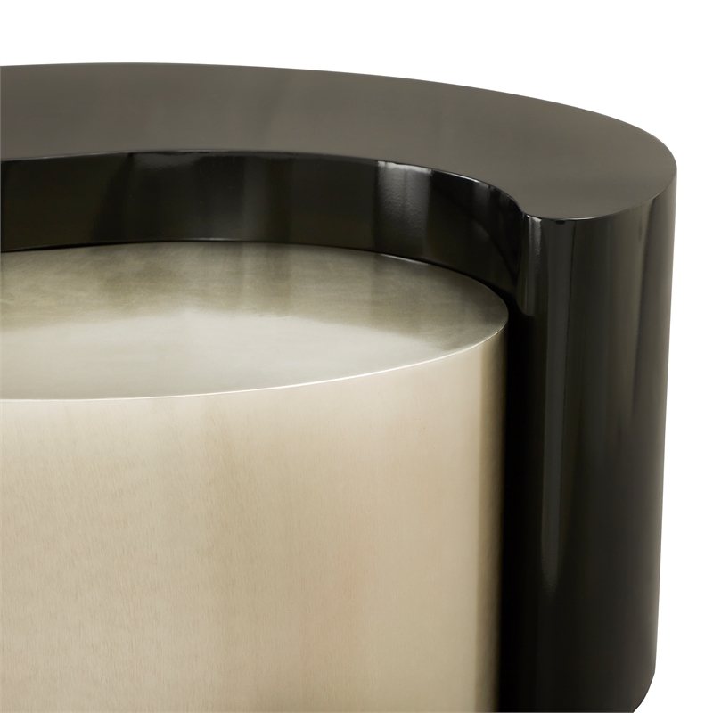 Ying Yang Modern Iron Sheet Frame Round Coffee Table in Black and Silver