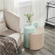 Ying Yang Modern Style End Table Made with Iron Sheet Frame in Mint & Taupe