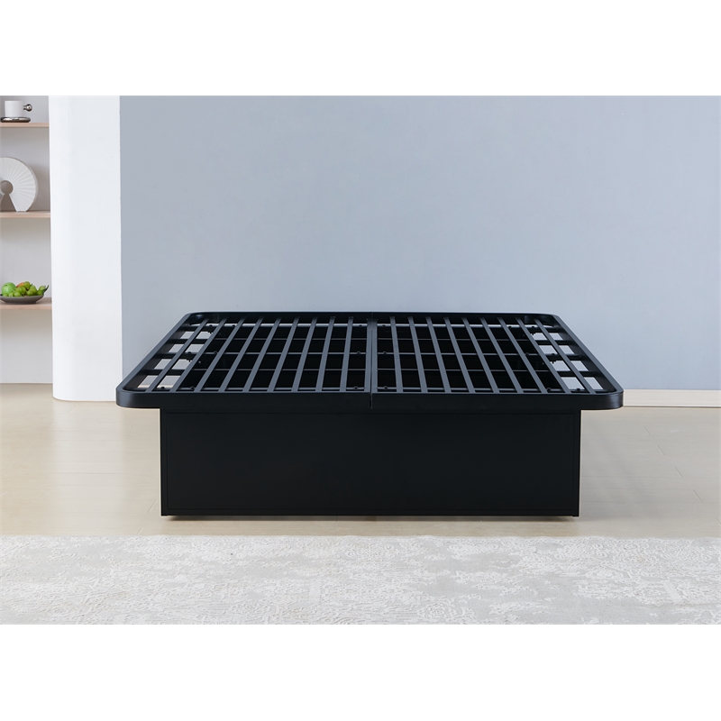 Modern Style Heavy Duty King Size Bed base Frame made with Metal in Black
