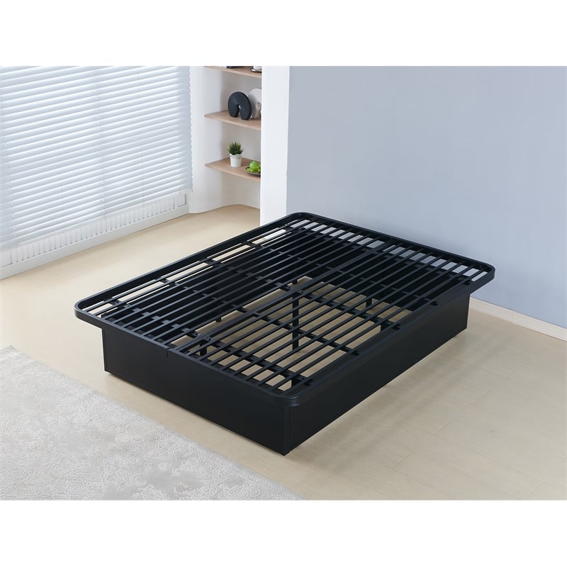 Modern Style Heavy Duty King Size Bed base Frame made with Metal in Black