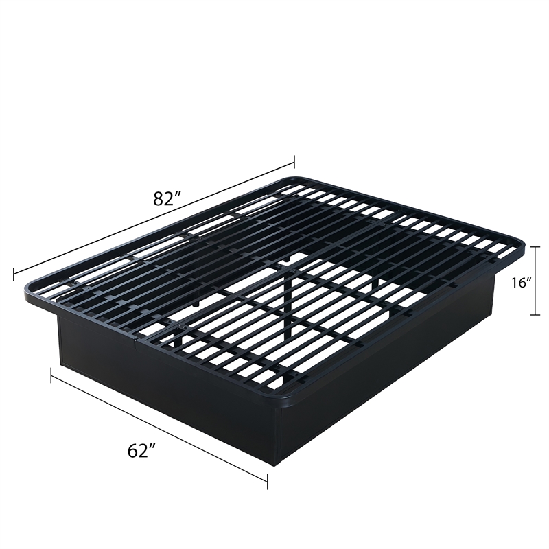 Modern Style Heavy Duty Queen Size Bed base Frame made with Metal in Black
