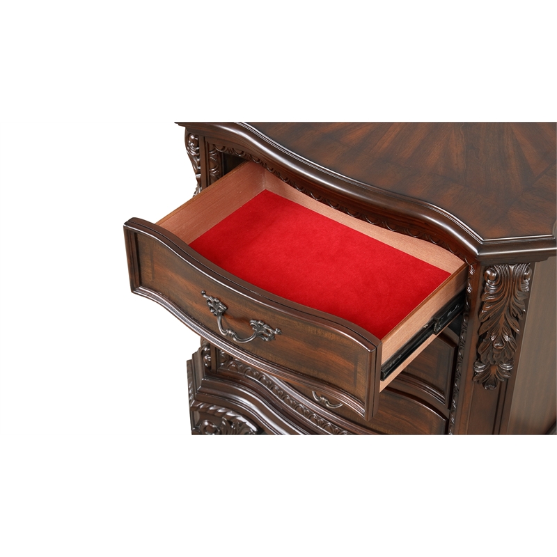 Vintage Traditional Style King 4PC Bedroom Set Made With Wood in Walnut