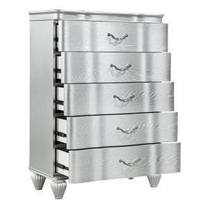 Landmark Traditional Style 5-Drawer Chest Made With Wood in Silver color